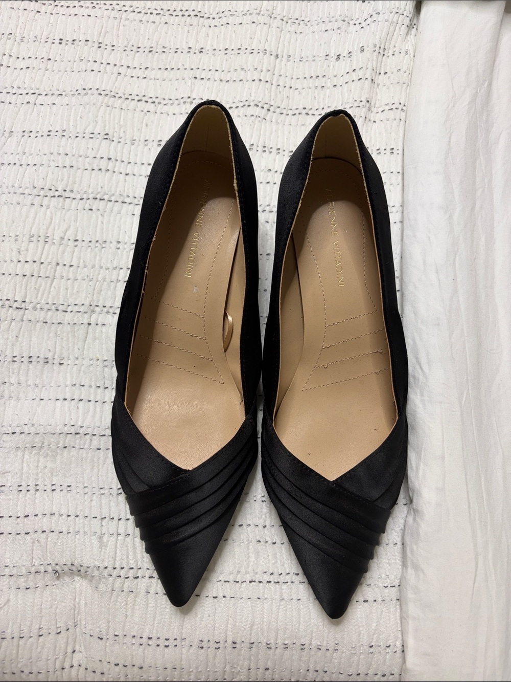 Anne Klein Black Satin Pointed-Toe Pumps